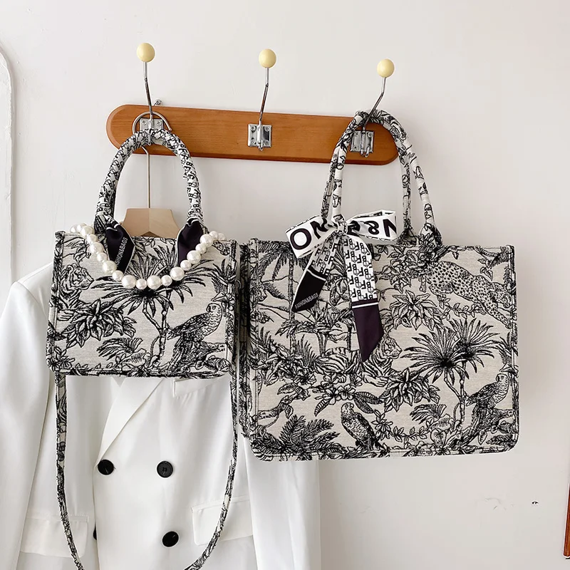 

Women's Shoulder Bag Luxury Brand Totes Bag Large Capacity Canvas Women Handbag Fashion Cotton Clutches High Quality Bolsa