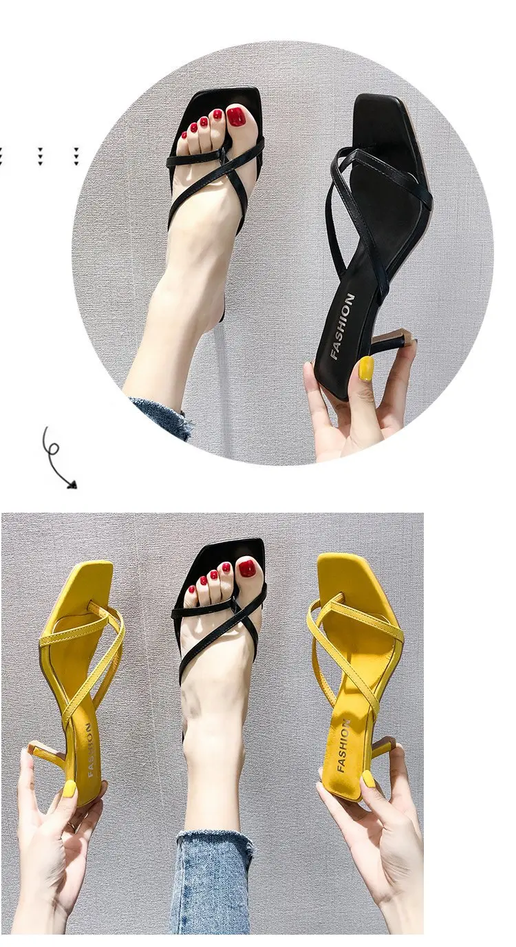 Тонкие женские сандалии на каблуках; пляжная обувь для отдыха; модная обувь на высоком каблуке; коллекция года; женские босоножки; кожаные летние туфли; F90193
