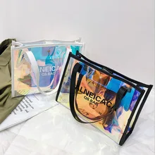 Женские ручные пляжные сумки прозрачные женские летние новые Большой вместительный кошелек и сумки ПВХ Желе шоппинг слинг сумка на плечо