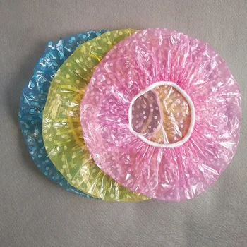 

6pcs Clear Disposable Plastic Shower Caps Large Elastic Thick Bath Beanie Women Spa Bathing Accessory