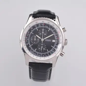 

Quartz Watch Corgeut Chronograph Mens Watches Top Brand Luxury Male Clock fashion leather Wrist Watch Date Relogio Masculino