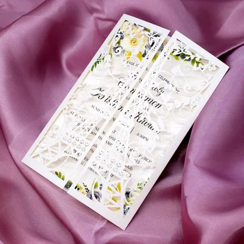 

50pc Laser Cut Tower Paris Wedding Invitations 20+Color Quinceanera Invites with Envelope Sweet Sixteen Invitation Greeting Card