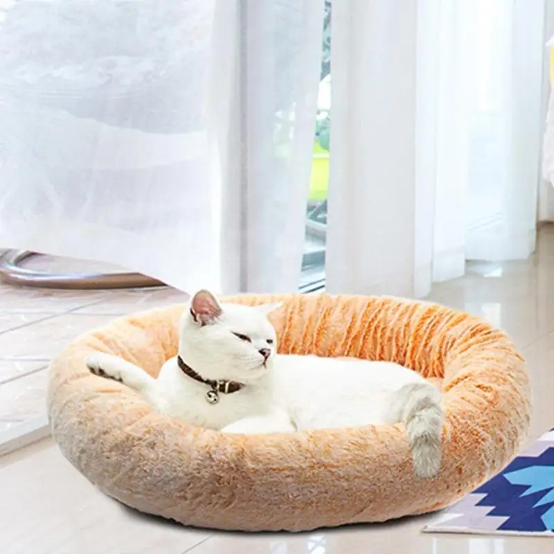 Round Warm Plush Dog Sleep Bed Pet Cushion Cat Winter Kennel Puppy Sofa Mat Warming Dog House Soft Pet Bed Chihuahua Dog Basket