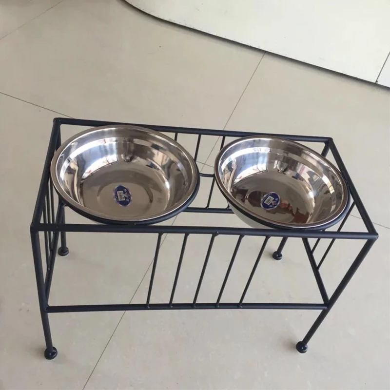 

Stainless Steel Bowl Dog Food Rack Pet Bowl Medium and Large Dogs Food Rack Feeder Bowl