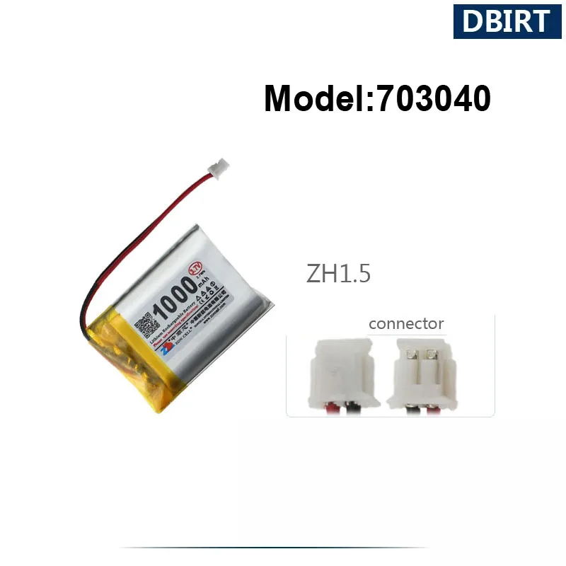 Nowy 1000mAh LP703040 AHB703040 703040 ZH1.5 PH2.0 Molex1.25 NTC 3 przewody do gier mysz GPS zestaw słuchawkowy do telefonu komórkowego