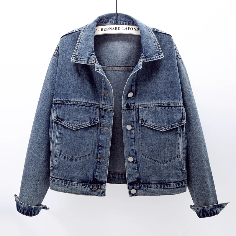 

Spring Autumn Short Jeans Jacket Women vintage Clothes Fashion Single-Breasted pocket Denim Coat Loose Ladies Outerwear G1575