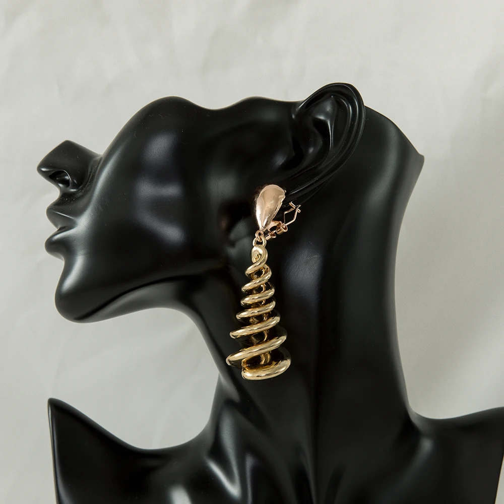 

SUNNICE spiral gold color long earrings for women Exquisite pendant wife gift at Mother's Day new design 2020