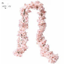 

NEW TY PARTY JOY 2PCS 144 1.8M Artificial Cherry Blossom Garland Fake Silk Flower Hanging Vine Sakura for Party Wedding Arch