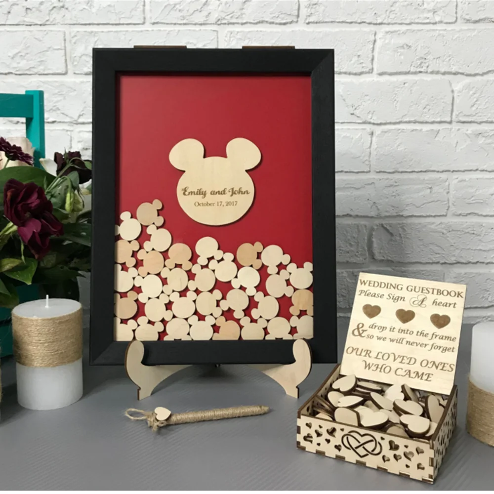 Настраиваемый милый babay shower гость Drop box 3D brithday сердце Shadow Box альтернативный выбор