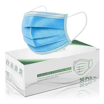 

50pcs A Box Of Disposable Facemask With Breathable Blue Face Care Cover Dustproof Selling in stock Spot Fast deliver 20JUL 15
