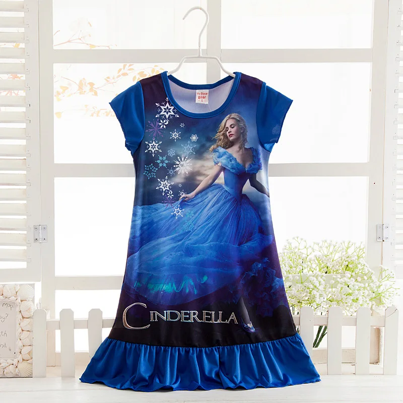 Children Cartoon Frozen Elsa Home Clothing Summer Girl Sleepwear Robe Princess Nightgowns Cotton Pajama Lovely Dress vintage nightgowns	 Sleepwear & Robes