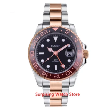 

Bliger 40mm Automatic Mechanical Men Watch Luxury Brand Sapphire Crystal GMT Watch Luminous Waterproof Calendar Wristwatch Men