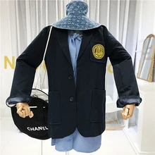 England Style Women Blazers 2019 Blazer Feminino  Single Breasted Solid Notched  Womens Blazer Casual Long  Women Jacket