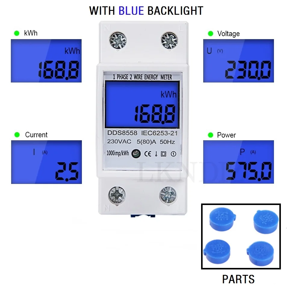 1 chiffres affichage LCD compteur de largeur bipolaire 220 V 5 A Compteur électrique dénergie de Rail DIN monophasé numérique KWh électronique 5 80 