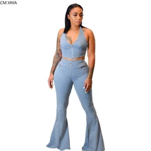 Новинка, Осень-зима, джинсовые штаны для женщин, Ретро стиль, с принтом, рваные, расклешенные брюки, обтягивающие, повседневные, с высокой талией, брюки, сексуальные, низ, HSF2119