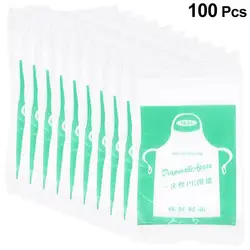 100pcs Kids Disposable Aprons Waterproof Oil Proof Antifouling PE Plastic Apron for Painting (Transparent)