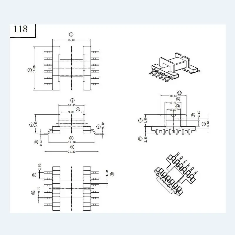 EFD15 SMD 6+ 6pin трансформаторная катушка+ TDG Магнитный ферритовый сердечник TP4(PC40) AL: 780+/-25
