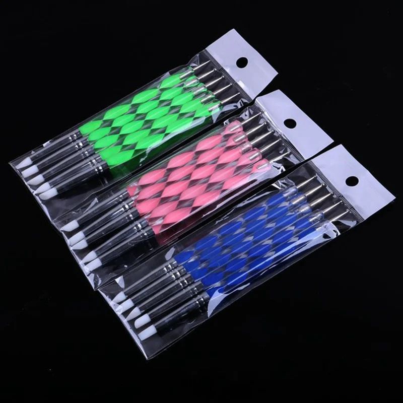 

5pcs/set Dual End Nail Art Silicone Sculpture Carving Emboss Modeling Builder Beads Dotting Picking Pen Brush