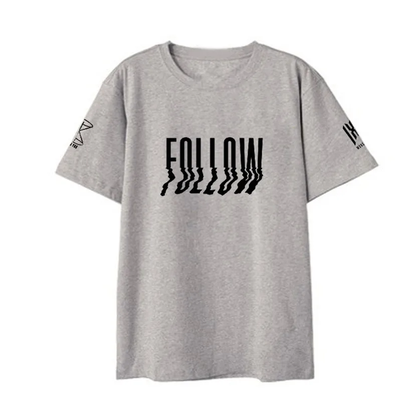 Kpop MONSTA X FOLLOW FIND YOU Album рубашки хип-хоп Повседневная Свободная одежда футболка Топы с короткими рукавами футболка DX1250