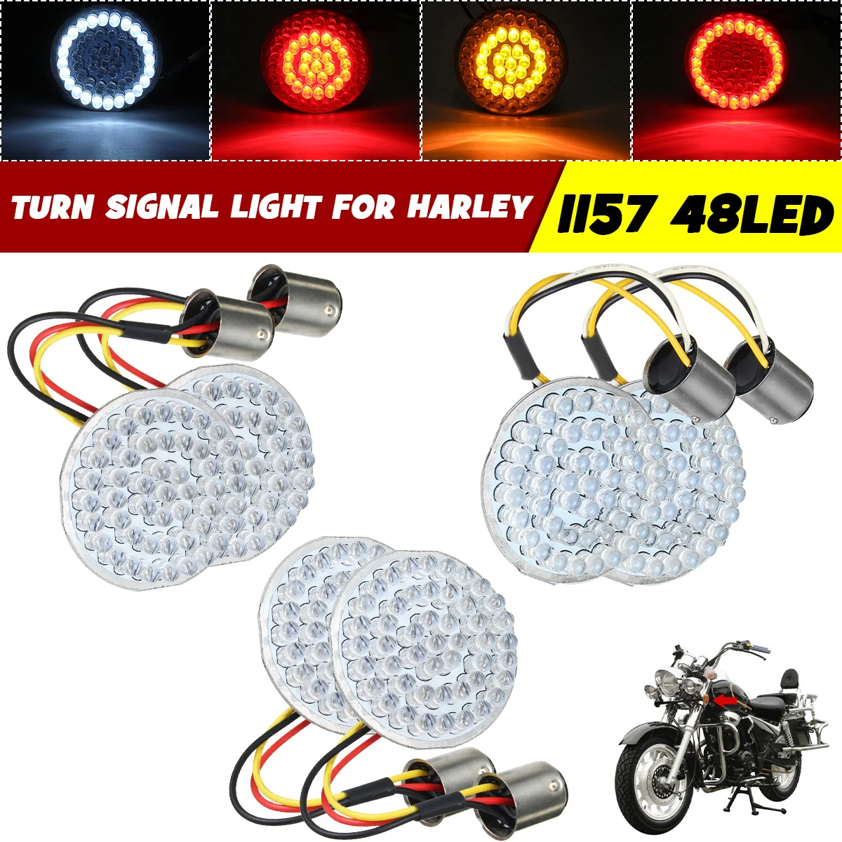 

2X Motorcycle Turn Signal Light Lamp LED Panel Bullet Style 1157 For Harley Sportster 883 1200 XL Softail DynaTouring Tri Glide