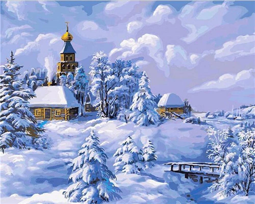 SZGD1999 Картина azqsd по номерам зима DIY Unframe ручной работы Подарочная акриловая краска масляная краска Набор цифр Декорации для дома - Цвет: SZGD1999