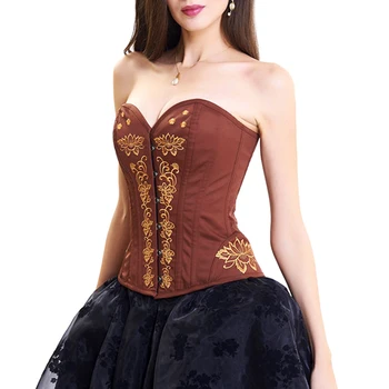 

2020 Sexy Women Vintage Spiral Steel Boned Embroided Boby Shaper Corset Underwear корректирующее белье For Girl's Gift Oc24