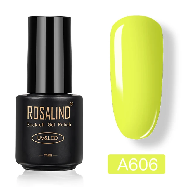 ROSALIND Nail Gel Polish Neon Luminous Hybrid Varnish Manicure Semi Permanent UV Gel Nail Art Base Top Coat Gel Nail Polish New A606