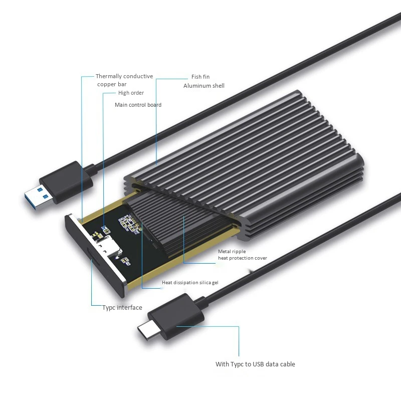  USB3.1 Gen2 (10 Gbps) Typ-C zu M.2 SSD NVMe Fall aluminium NGFF PCIe M-Schlüssel SSD Gehäuse Unters