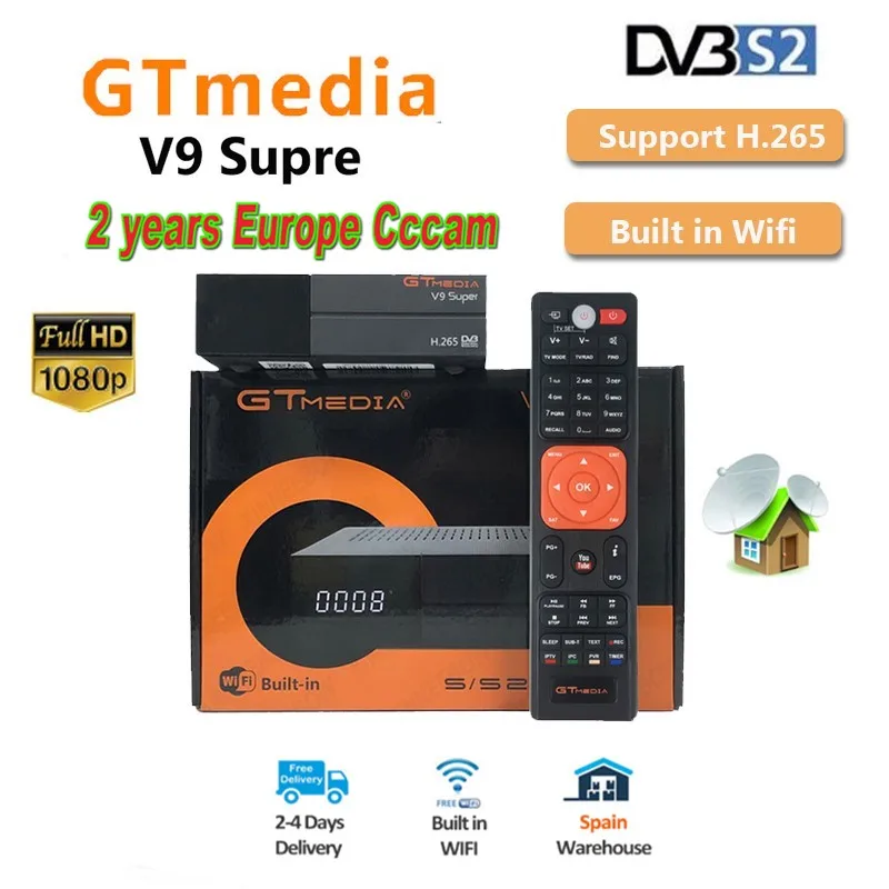 GTmedia V9 Super Gtmedia V9 супер DVB S2 спутниковый ресивер Встроенный wifi Поддержка H.265 лучше freesat V8 супер V8 NOVA телеприставка - Цвет: GTmedia V9 Super