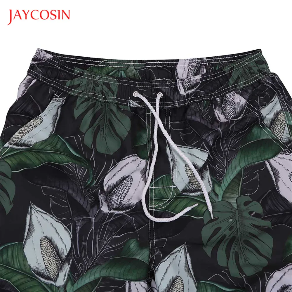 Jaycosin новые летние шорты с принтом в виде листьев, повседневный Быстросохнущий купальник для серфинга, свободные спортивные шорты с завязками, M-4XL, зеленый цвет