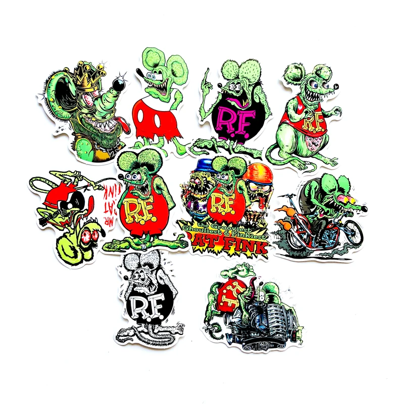 10 шт. Rat Fink стикер s ратфинк ПВХ стикер автомобильный для чемодан для скейтборда холодильник мотоцикл наклейка