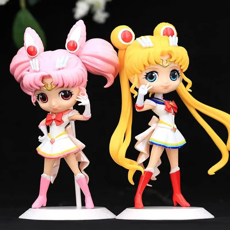 Q Posket Cute Big Eyes Tsukino Usagi ПВХ аниме свадебное платье куклы Коллекционная модель