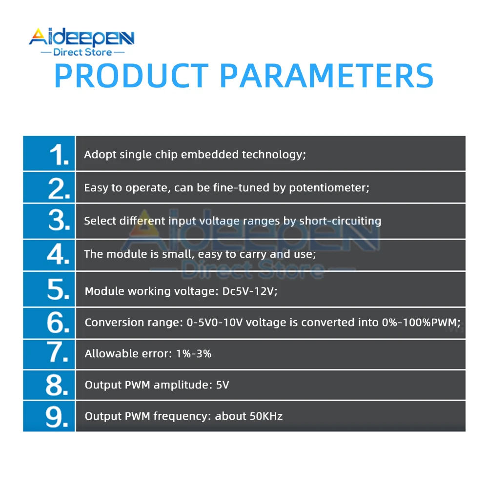 Description Picture 4 of item1PCS PWM to Voltage Converter Module 0%-100% to 0-10V for PLC MCU Digital to Analog Signal PWM Adjustabl Converter Power Module