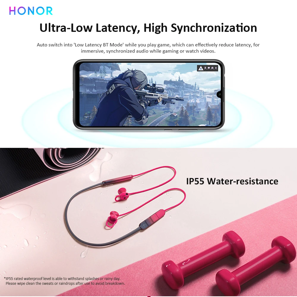 HONOR xSport Pro Bluetooth наушники IP55 водонепроницаемые беспроводные гарнитуры спортивные тип-c наушники Hands-free для Android iOS