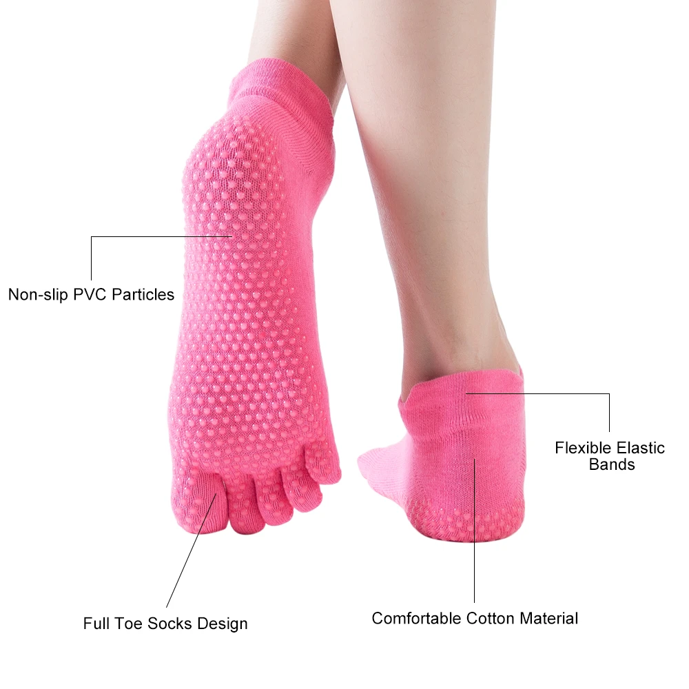 Yoga Socks Women Full Toe Socks with Grips Low-cut Sock for Yoga Pilates Barre Ballet Gym Dance Fitness Equipment Sportswear