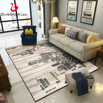 

Bubble Kiss Modern Soft Carpets for Bed Room Vintage Imitation Wood Black Alphabet Pattern Rugs Area Rug for Bedroom Living Room
