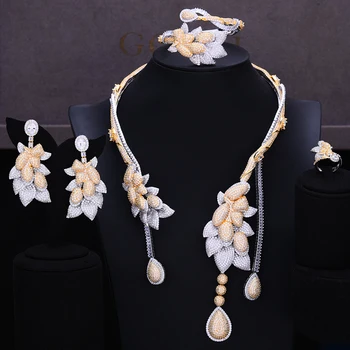 

GODKI Famous Brand FlowerCharms Luxury Nigerian Dubai Jewelry Sets For Women Cubic Zircon Wedding Bridal Jewelry Sets 2019