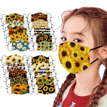 

5pcs Kids Mouth Reuse S Mouth Daisy Print Children For Kids Dustproof Adjustable Earloop Mouth Large Stock Send Fast