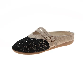 

Women's lightweight Flats summer breathable hollow mesh shoes indoor non-slip rubber slippers