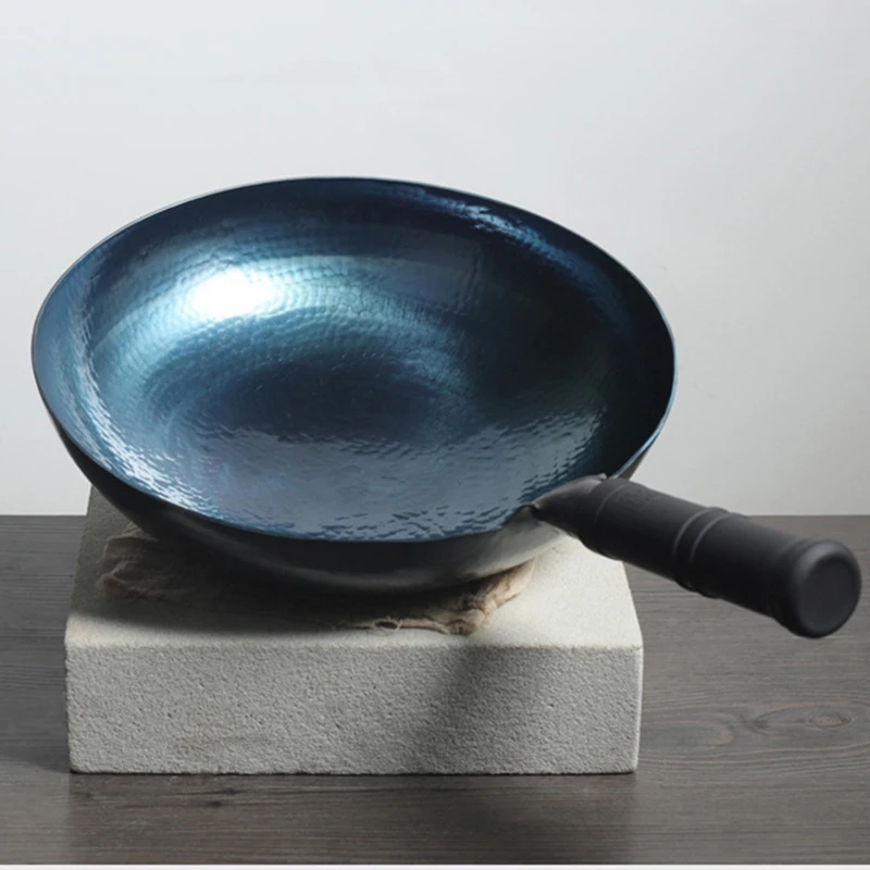 Master Star Classic Chinese Traditional Handmade Forging Wok Durable Iron Woks Uncoating Wrought Iron Non-stick Gas Pot Cookware