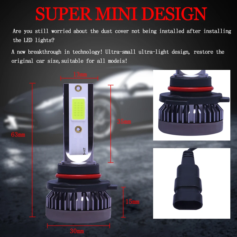 1 Pair LED Headlight Bulbs Driving Fog Light Lamps 8000K 6000LM 9V-36V 36W 9005 Color temperature: 8000K