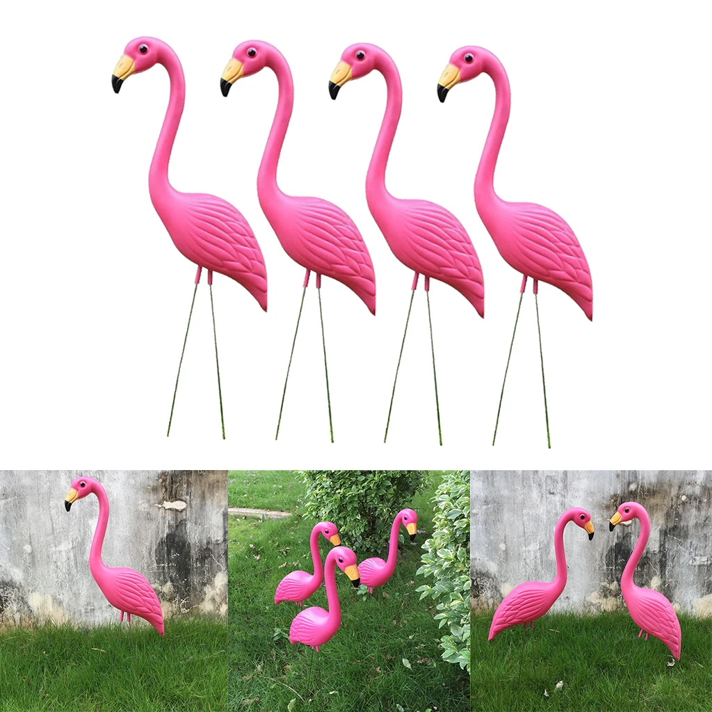 Pack Plastic Pink Flamingo Yard Outdoor Lawn Garden Decor Art Ornament Statue 