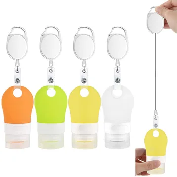 

Leakproof Silicone Refillable Containers Squeezable Reusable Hand Sanitizer Empty Travel Bottles with Keychain Carriers