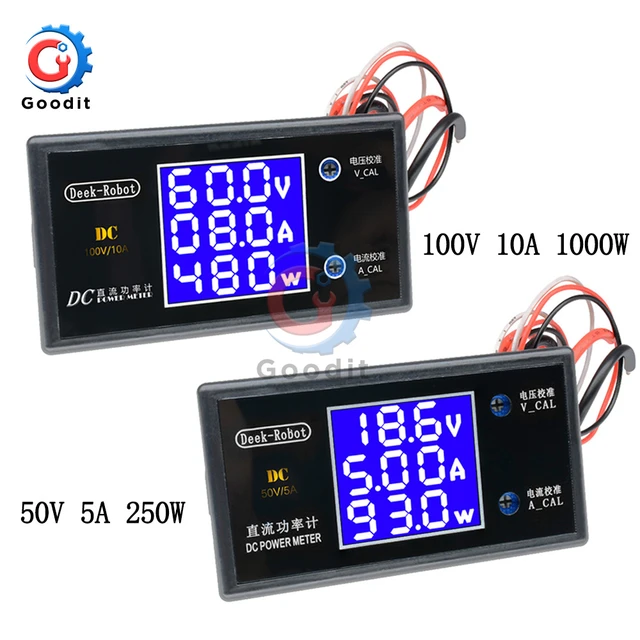 Voltmètre numérique LCD, ampèremètre, wattmètre, tension, courant, compteur  de puissance, détecteur, testeur, moniteur, DC 0-500V