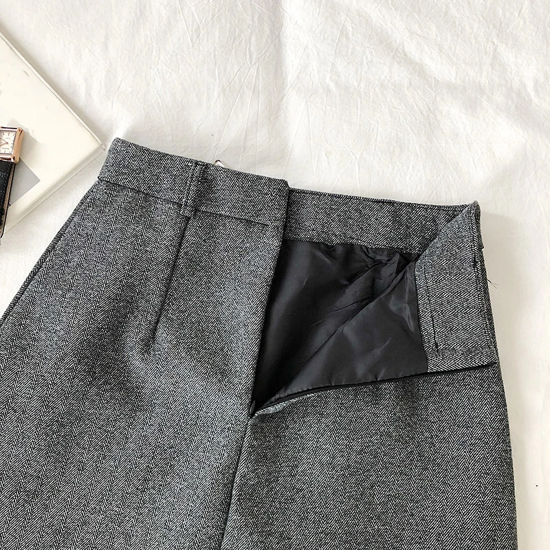 2020 Women Sashes Chic Skirt Autumn Winter Harajuku Solid High Waist Casual A-line Skirt Females Fashion Pocket Belt Mini Skirts