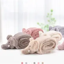 Детский зимний плотный плюшевый шарф-воротник с петелькой для малышей, однотонный милый игрушечный слон, украшение, обертывание вокруг шеи, теплый шейный платок