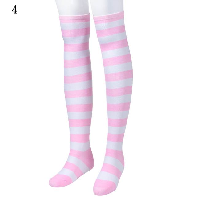 Elastic Over Knee Stripe Stockings Women Warm Fashion Knitted Cotton Cute Long Socks Casual Thigh High 12 Colors