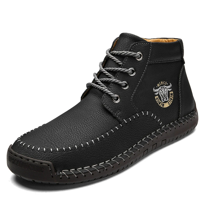 

New Spring Autumn Handmade Men's Boots High Quality Leather Ankle Boots Outdoor Comfortable Casual shoes Men's Shoes Size 38-48