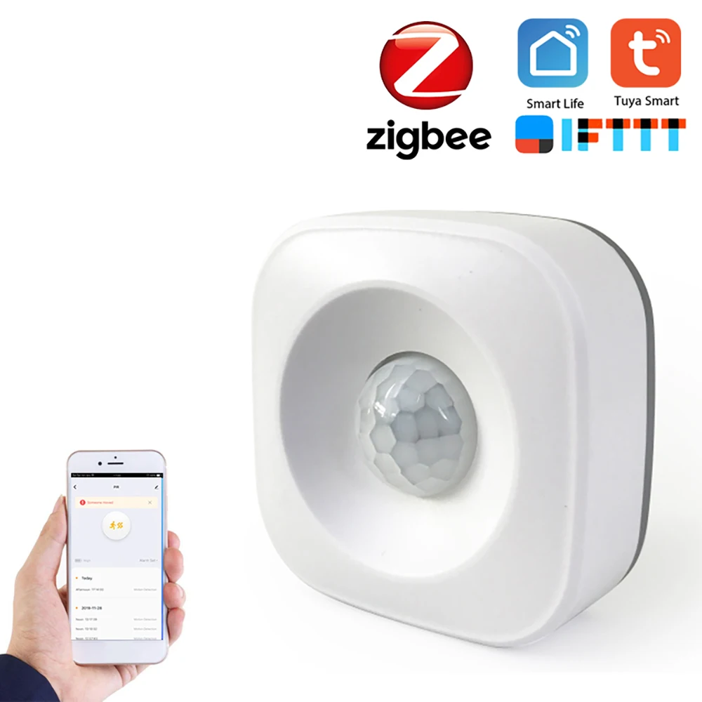Tuya alimentado zigbee pir sensor de movimento sem fio detector infravermelho passivo 360 ° detecção ângulo segurança alarme do assaltante sensor tuya