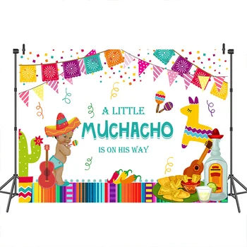 

Baby Shower Backdrop for Photography Mexico Hat Fiesta Theme Multicolor Mexican Decoration Photo-Booth for Photo Studio
